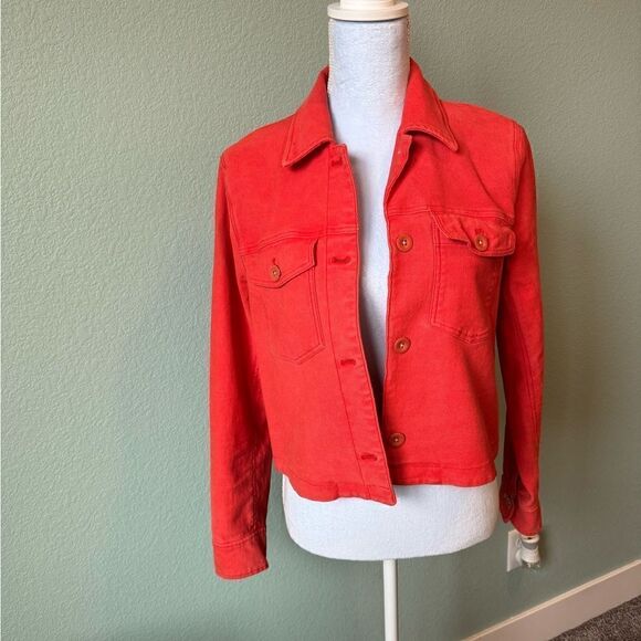 Anthropology Red Western-style Cropped Jersey Jacket Size Small - Picture 1 of 9